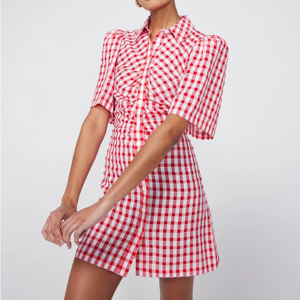 Kitri Nellie Red and White Mini Shirt Dress
